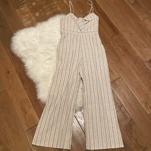 Olivaceous Striped Jumpsuit in Cream and Pink